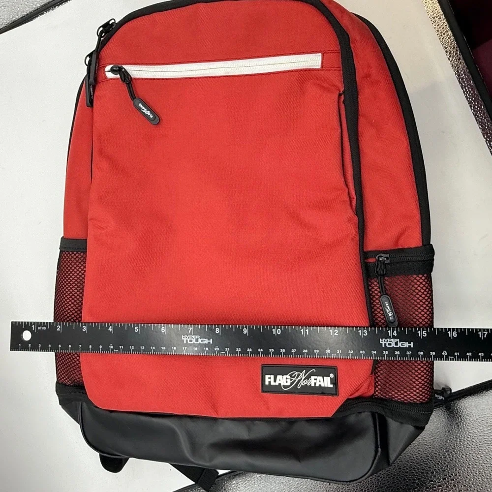 Flag Nor Fail Red Black Gym Fitness Backpack Padded Straps Gorpcore tactical